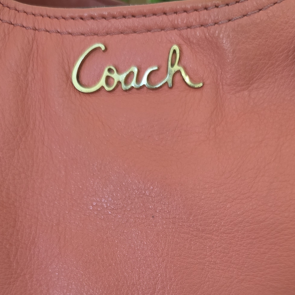 Coach Ashley Leather Hobo Bag Tea Rose/Coral + NWT Coach 100% Silk Twilly - Picture 13 of 16